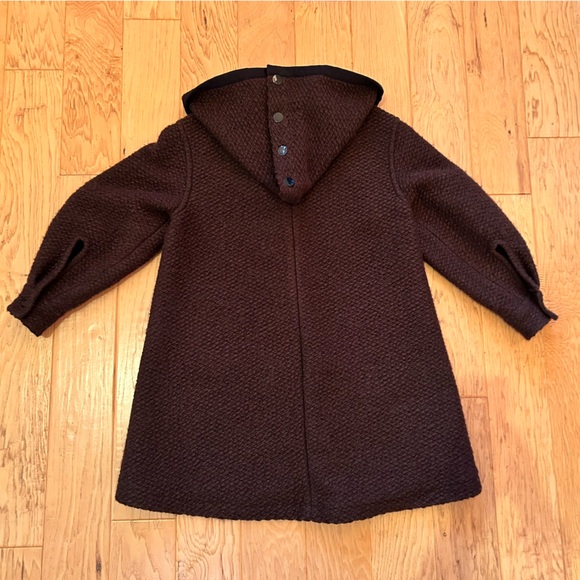 SEE by CHLOE Wool Blend Hooded Coat Medium Brown Snap Closures Pockets - Picture 8 of 14